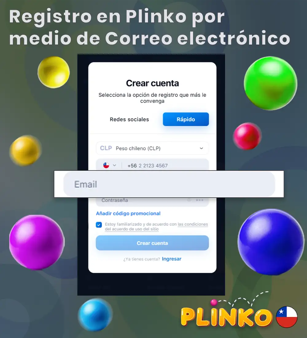 ¿Cómo registrarse en Plinko por correo electrónico?
